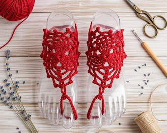 Crochet Barefoot Sandal Pattern PDF + Video Tutorial, Lace Foot Jewelry, Beach Wedding