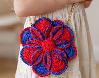 Crochet 3D Flower Bag Pattern PDF + Video Tutorial, Multi Layer Handbag, Shoulder Bag, Boho Crochet Purse Pattern