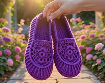 Crochet Slippers Pattern: Women’s House Shoes PDF + Video Tutorial, Easy Cozy Clogs for Beginners, Handmade Indoor Footwear (Sizes 7-8)