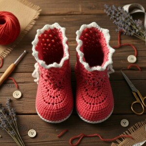 Crochet Baby Boot Pattern PDF, Baby Slipper Crochet Pattern, Easy Crochet Booties, Baby Shoes Pattern, 9-12 Months image 7