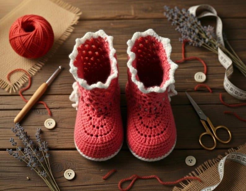 Crochet Baby Boot Pattern PDF, Baby Slipper Crochet Pattern, Easy Crochet Booties, Baby Shoes Pattern, 9-12 Months image 7