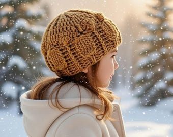 Crochet Bonnet Pattern for Women | Crochet Beanie Hat Pattern | Easy Women’s Crochet Hat PDF