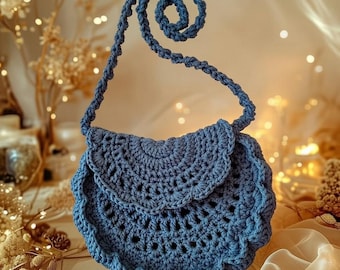 Crochet Half Moon Bag Pattern | Boho Purse PDF + Video Tutorial | Easy Crochet Handbag Pattern, DIY Shoulder Bag, Summer Festival Tote