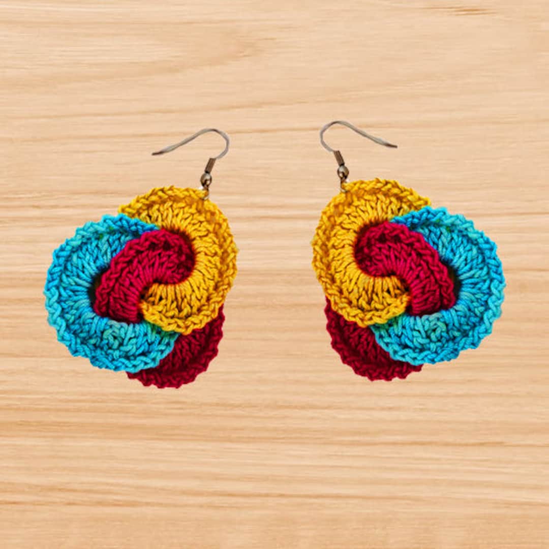 Crochet Circle Earrings Pattern, Photo Tutorial Pattern, Jewelry