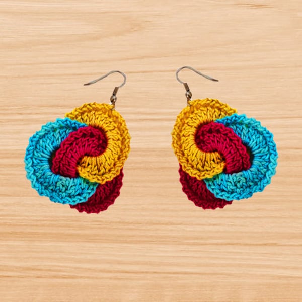Crochet circle Earrings Pattern, Photo tutorial pattern, jewelry pattern, crochet jewelry pattern, crochet earrings, crochet ring pattern