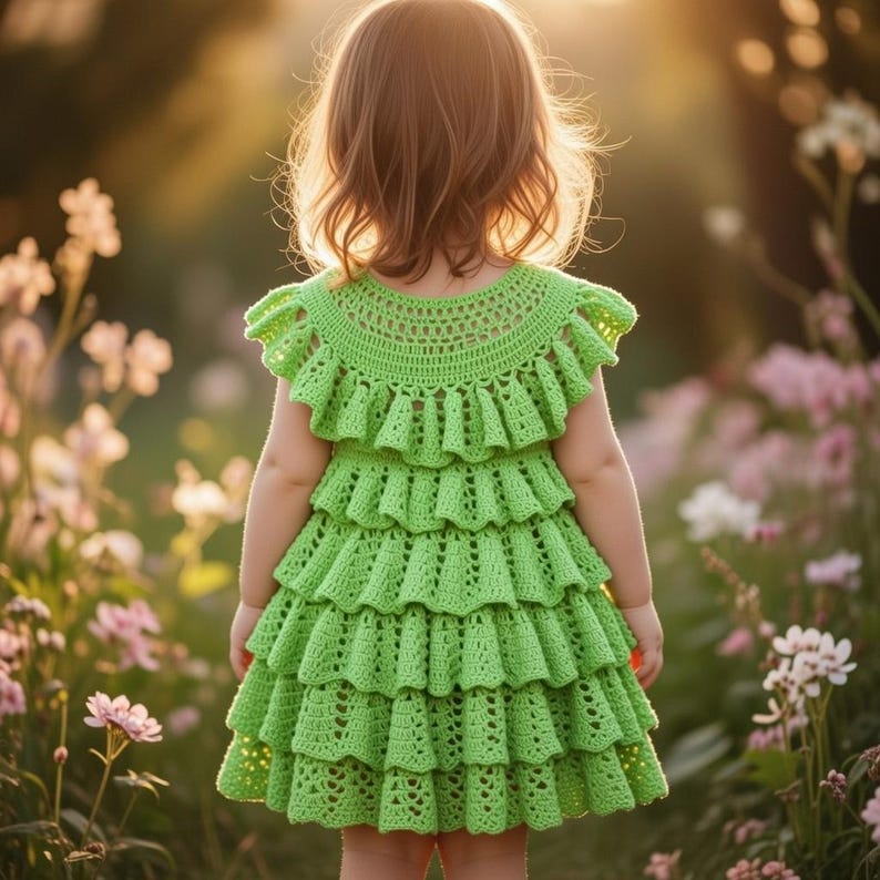 Crochet baby dress pattern PDF with photo tutorial, preemie to toddler sizes
