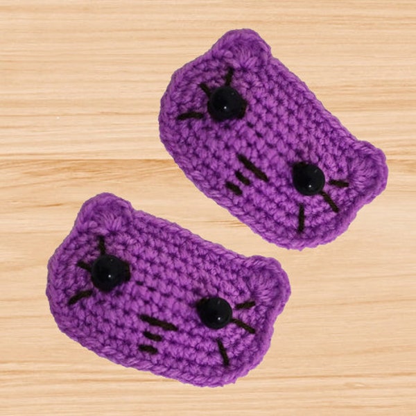 A crochet kitty Hair clip pattern, crochet hair clip pattern, crochet kitty pattern, crochet written pdf pattern, photo tutorial