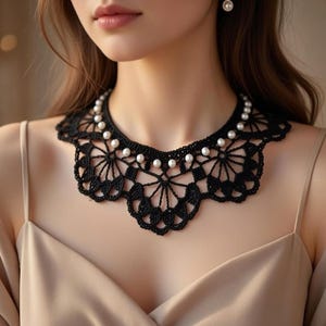 Patrón de collar y gargantilla de ganchillo en PDF + videotutorial, patrón de joyería de ganchillo fácil para principiantes, collar hecho a mano DIY