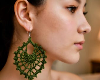 Crochet Leaf Earrings Pattern, Nature-Inspired DIY Jewelry, Handmade Crochet Earrings PDF + Video Tutorial