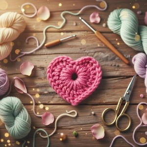 Crochet Heart Coaster Pattern: Granny Heart Motif (Instant Download)