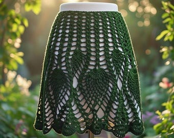 Crochet Pineapple Skirt Pattern PDF + Video Tutorial, Boho Drawstring Ruffle Skirt, Knee Length Summer Skirt Pattern, Easy Crochet Pattern