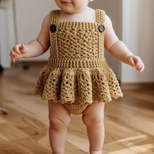 Modèle au crochet de barboteuse pour bébé : tenue pour bébé, robe pour tout-petit (6-12 mois) (PDF UNIQUEMENT)