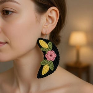 Crochet Half Moon Earrings Pattern PDF + Video Tutorial | Crochet Jewelry DIY, Crochet Crescent Earrings, Easy Crochet Earrings Pattern