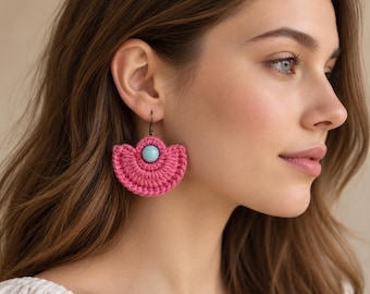 Crochet Half-Circle Earrings Pattern PDF + Video Tutorial, Irish Crochet Lace Jewelry