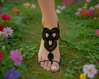 Crochet Barefoot Sandal Pattern: Boho Beach Anklet PDF Pattern + Video Tutorial, Step-by-Step Photos for Beginners & Gifts