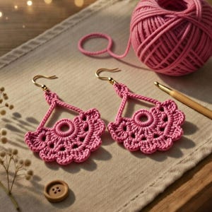 Motif de boucles d'oreilles fleurs au crochet PDF | Tutoriel photo + vidéo | Modèle de bijoux au crochet bricolage