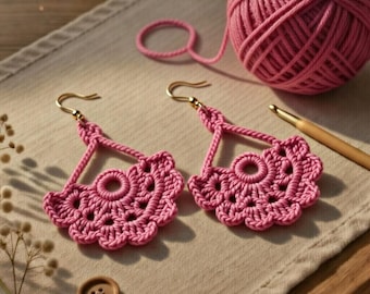 Crochet Flower Earrings Pattern PDF | Photo Tutorial + Video | DIY Crochet Jewelry Pattern