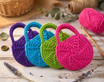 Crochet Round Bag Pattern: Easy PDF + Video Tutorial, Handmade Boho Purse, DIY Crochet Accessory for Summer, Beginner-Friendly Gift