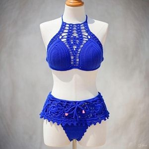 Patrón de bikini de crochet en PDF + videotutorial (solo parte superior) / Sujetador y braguita de bikini de crochet / Descarga instantánea