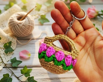 Crochet Tulip iPod Holder Pattern, Mini Flower Bag PDF + Video Tutorial, AirPods Case Crochet Pattern, Floral Keychain Pouch, DIY Gift