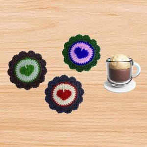 Crochet Round & Heart Coaster Pattern (Digital Download)