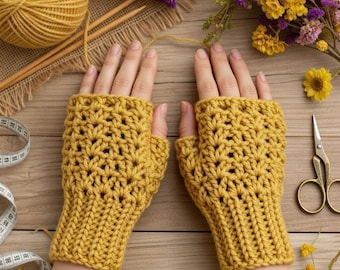 Patron de mitaines au crochet : PDF facile + tutoriel vidéo, mitaines d'hiver confortables faites main pour débutants, femmes, hommes et idées cadeaux