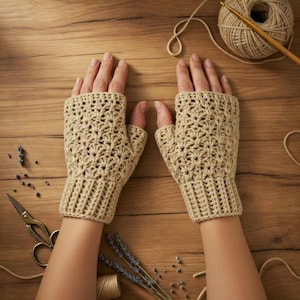 Crochet Fingerless Gloves Pattern – PDF + Video Tutorial – Crochet Mittens, Easy Crochet Gloves, Beginner Friendly