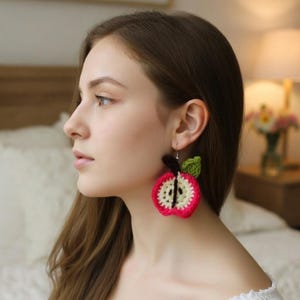 Crochet Apple Earrings Pattern: Amigurumi PDF (Instant Download)