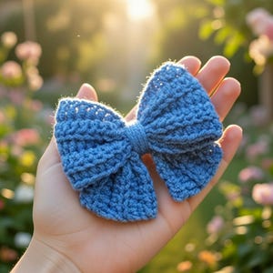 Digital crochet bow hair clip pattern