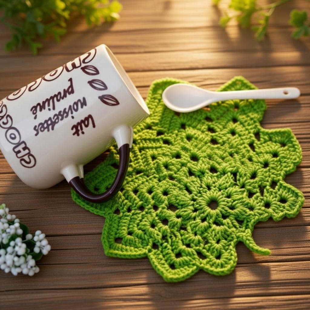 38 Crochet Leaf Patterns To Welcome Fall With Appliqués, Garlands, and Botanical Details 6 Crochet Leaf Coaster Pattern: Beginner-Friendly DIY +
