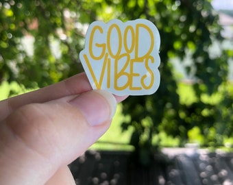 Good Vibes Positivity Yellow Quote Vinyl Stickers