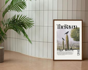 Edgar Allan Poe "The Raven" Poetry Poster Home Decor **Instant Digital Download**