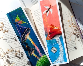 Set of two bookmarks with mushrooms Hand-painted bookmarks Book lovers gift Gift for Art and Literature Lovers Reading Accessories Booktok