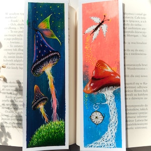 Set of two bookmarks with mushrooms Hand-painted bookmarks Book lovers gift Gift for Art and Literature Lovers Reading Accessories Booktok zdjęcie 4