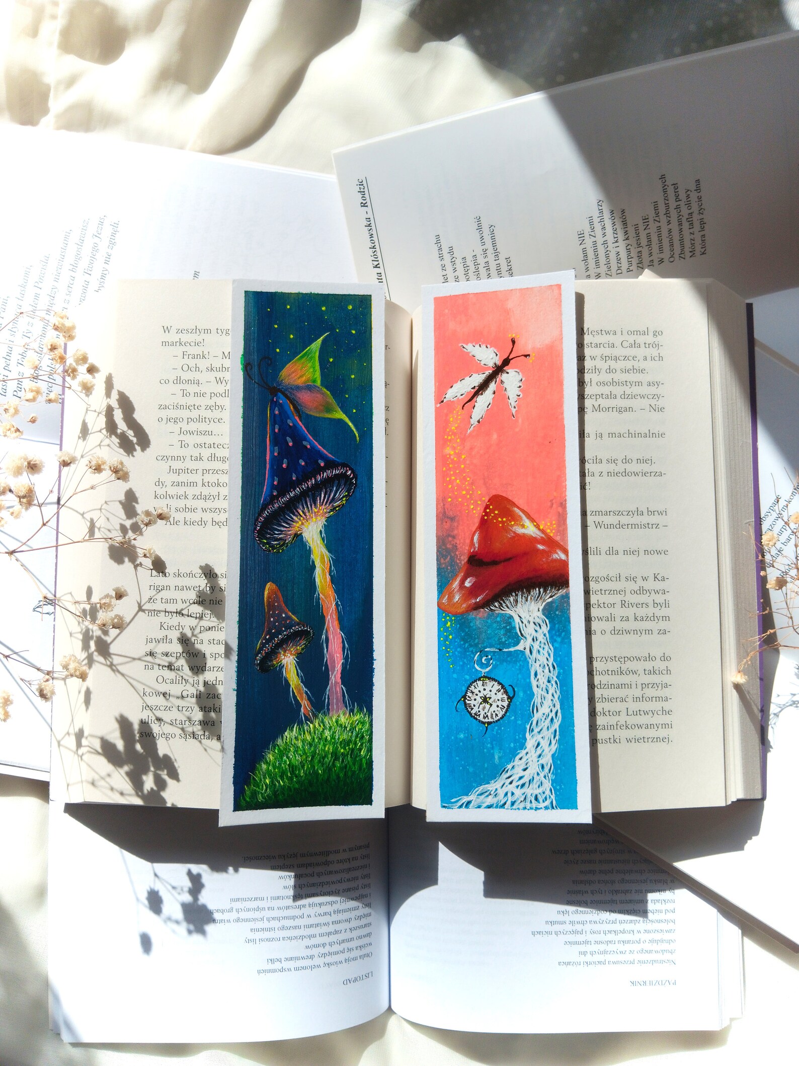 Set of Two Bookmarks With Mushrooms Hand-painted Bookmarks Book Lovers ...