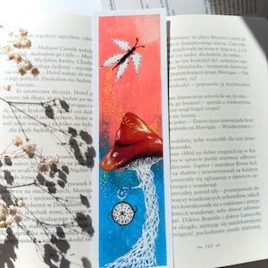 Set of two bookmarks with mushrooms Hand-painted bookmarks Book lovers gift Gift for Art and Literature Lovers Reading Accessories Booktok zdjęcie 3