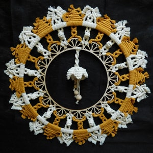 white, mustard mandala/ macrame/macrame wall hanging/white macrame /wall decoration /wall hanging /boho accessories/ wall mandala