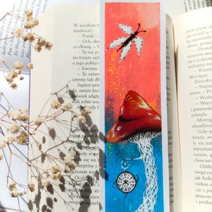 Set of two bookmarks with mushrooms Hand-painted bookmarks Book lovers gift Gift for Art and Literature Lovers Reading Accessories Booktok zdjęcie 6