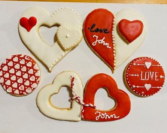 Featured listing image: Valentines hearts cookies for her / him