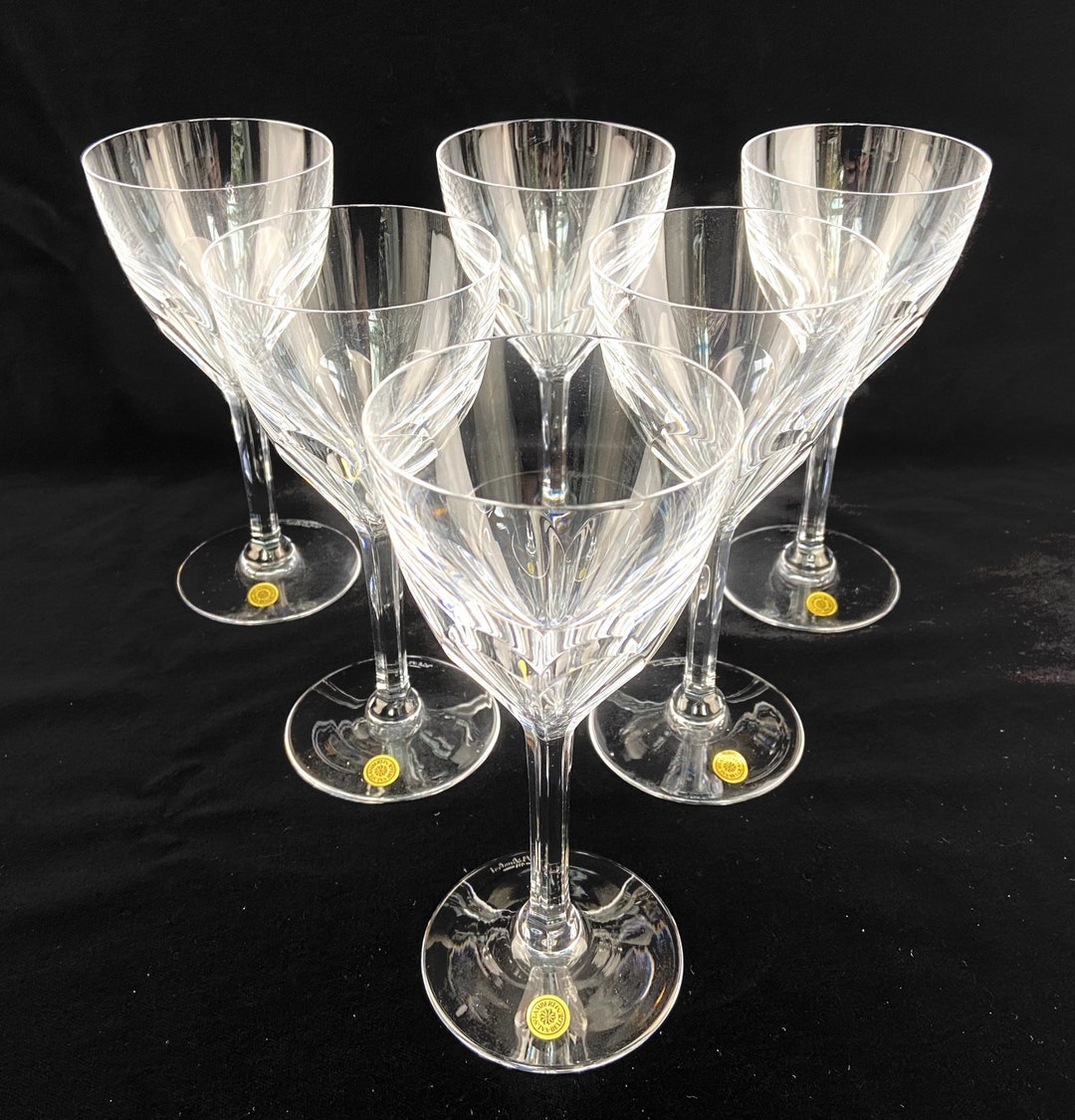 Set of 6 Crystal Wine Glasses Made by Val Saint Lambert Etsy