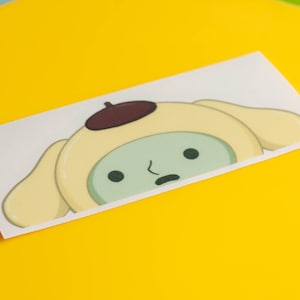 Silly Green Guy Pudding Dog Peeker Sticker