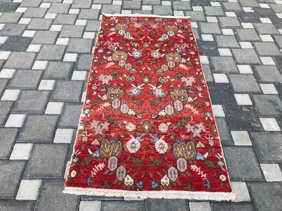 Buy Christmas Decor Vintage Handmade Wool Rug 2.8x5.6 Online in