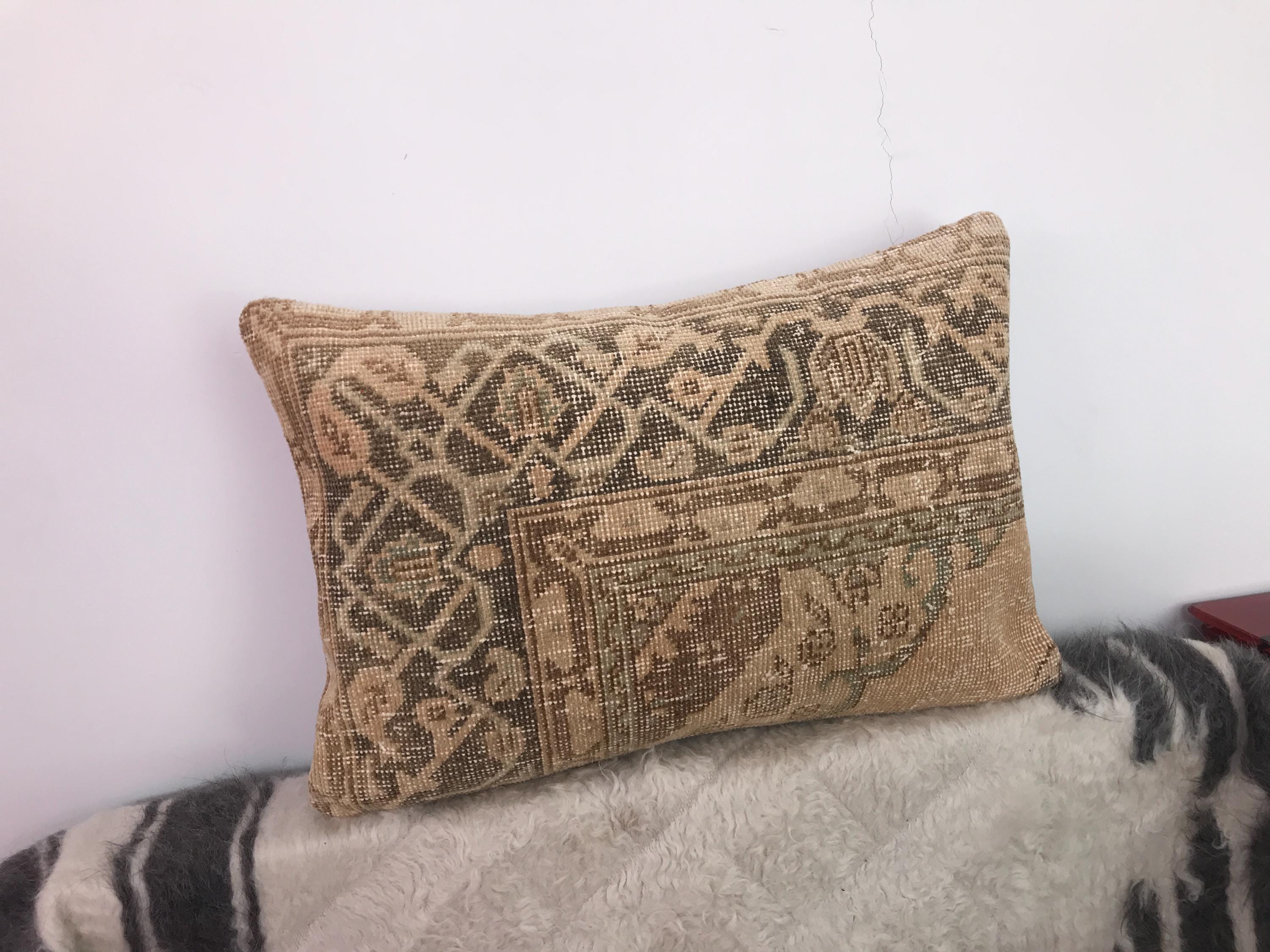 16x24インチのヴィンテージトルコ製枕カバー：ハンドメイドウール