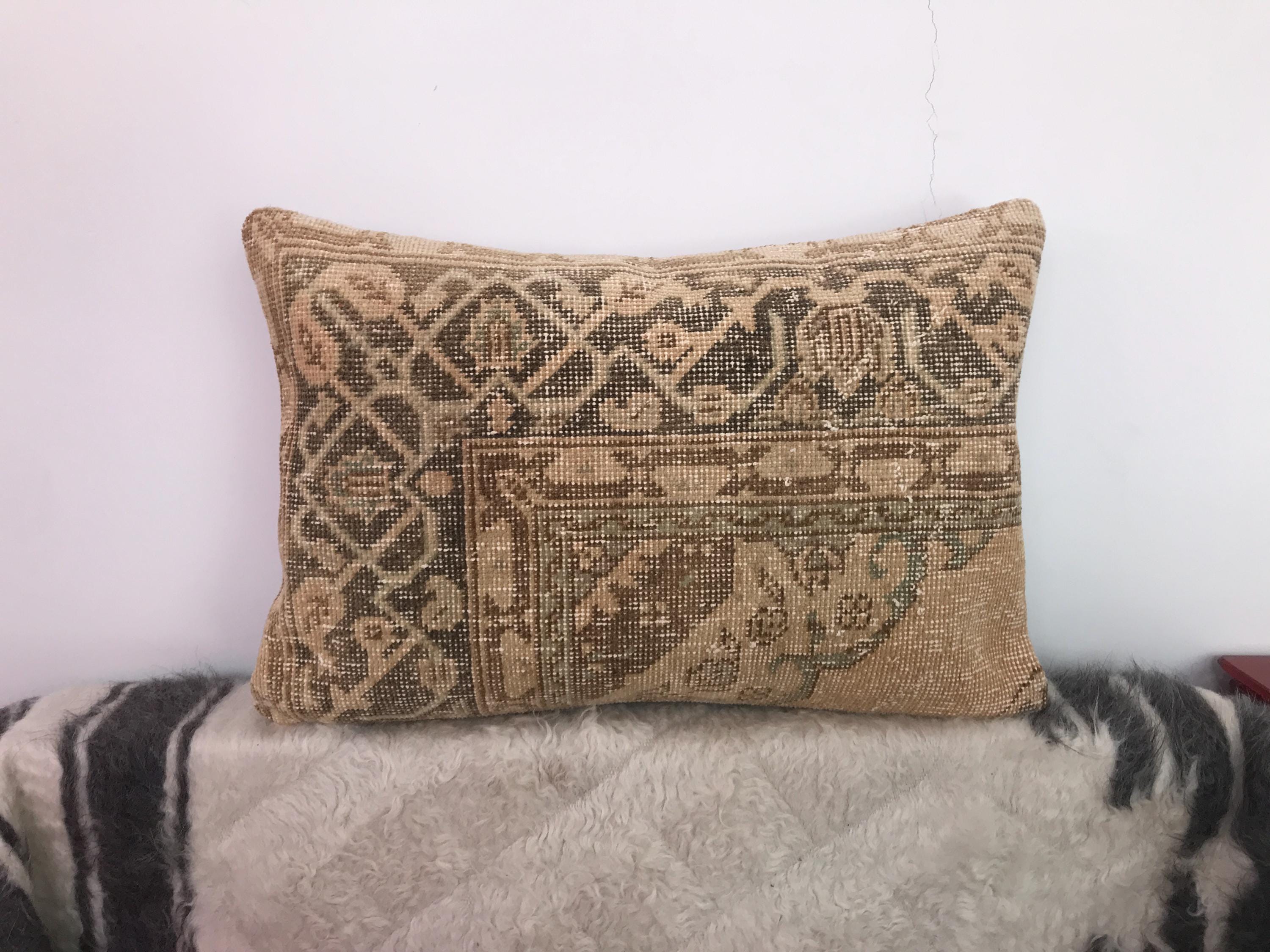 16x24インチのヴィンテージトルコ製枕カバー：ハンドメイドウール