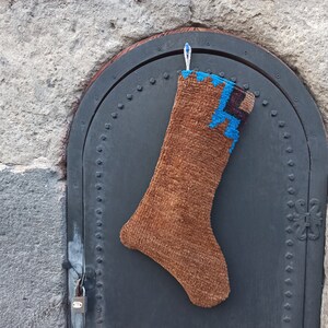 Vintage Kilim Christmas Stocking: Handwoven Wool Gift Sock