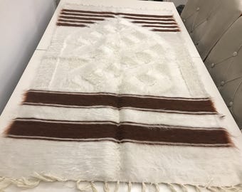 Turkish Siirt Goat Hair Blanket: Small Kilim Rug, Eclectic Decor (80x130cm)