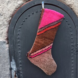 Vintage Kilim Christmas Stocking: Handwoven Wool Gift Sock