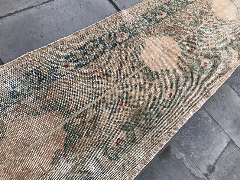 2x7 Patchwork Runner Rug , Combined Carpet, Pastel Rug Runner, Vintage