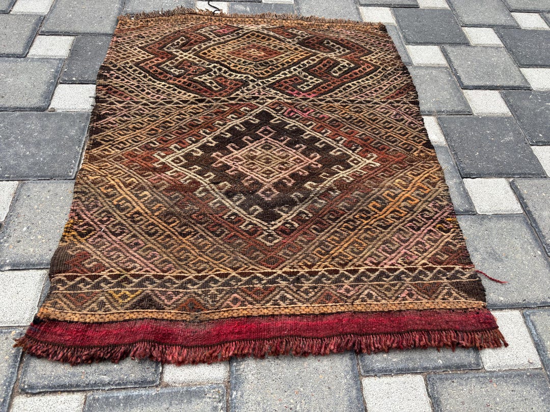 Turkish Kars Tribal Wool Natural Small Kilim Rug: (2.8x3.3 Ft) - Etsy