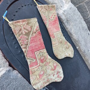 Pastel love stocking, Twin stocking, Kilim socks, Christmas tree sock, Christmas wall decor, wall hanging stocking, for gift sale stocking,